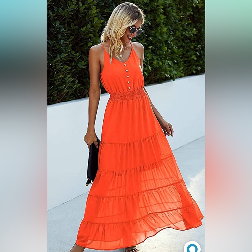 NWOT - Orange Pretty Garden Maxi Dress US-M
